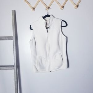 LAURA SCOTT REVERSIBLE WHITE VEST SHERPA/FLEECE SIZE MEDIUM WITH POCKETS